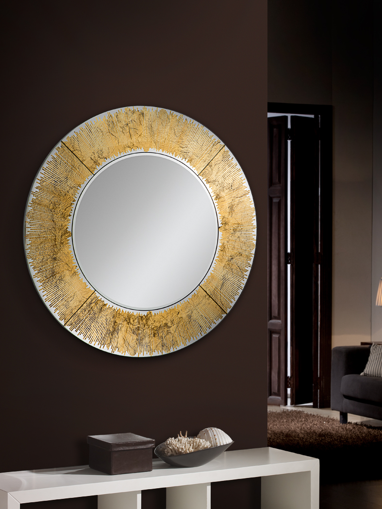 Espejo redondo dorado 80cm — Lo de Carmela
