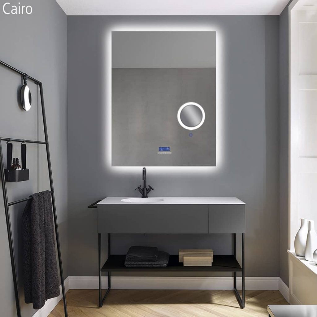 Espejo de baño Led cuadrado con espejo de aumento X5 - Iluminado