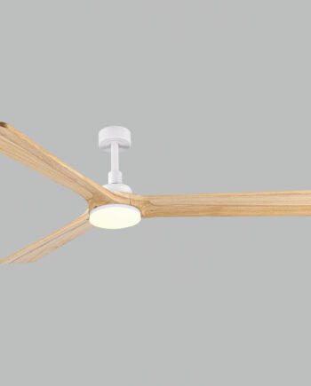 Ventilador de aspas de madera ROK Blanco con 18w LED 132cm