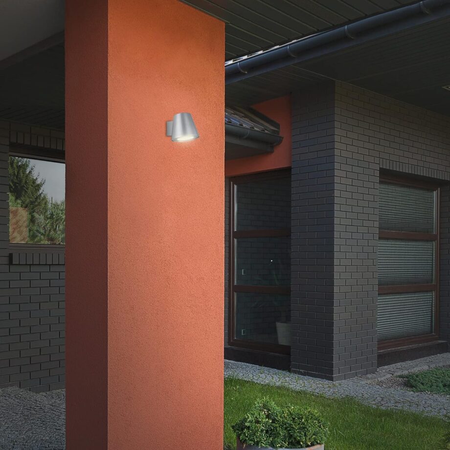 Aplique de exterior gris y cristal con bombilla Gu10 Led