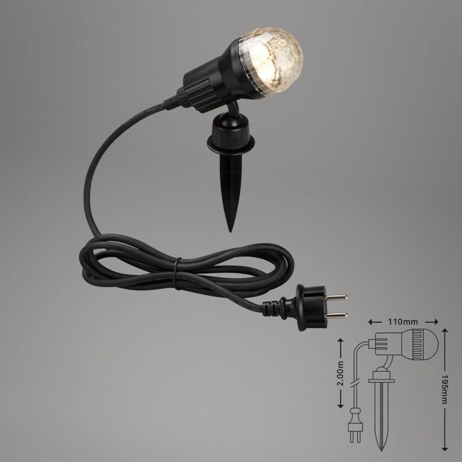 Estaca de exterior - foco negro con cable y bombilla Gu10 Led