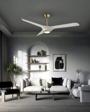 Ventilador ALISIOS bronce con aspas de madera blancas 152cm