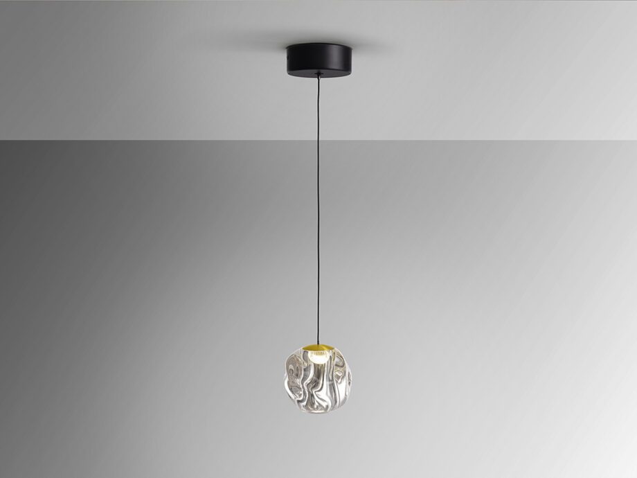 ZAriA - Colgante individual negro y oro tulipa transparente con 4,2W Led