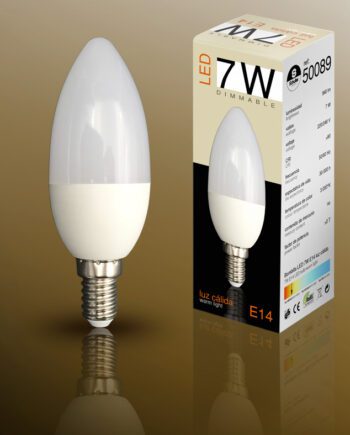 Bombilla 7W Led vela 50089 Schuller de luz cálida 3000k DIMABLE