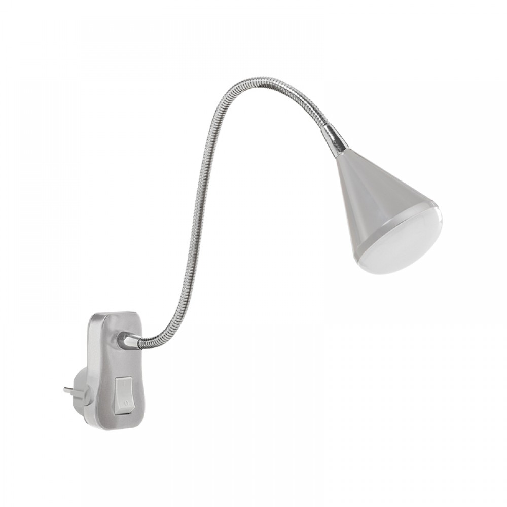 Flexo con enchufe GLOBLE gris con 2,4w Led de brazo flexible plata